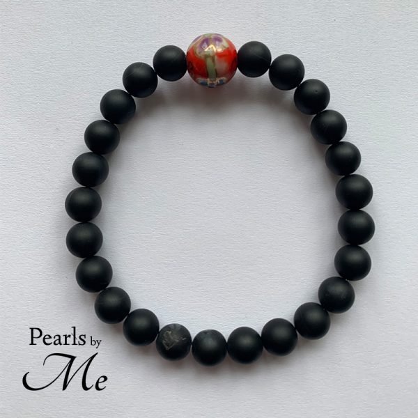 Sort Onyx og kinesisk perle armbånd - Pearls by Me