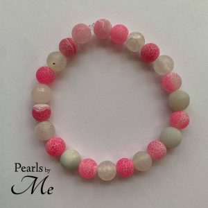 Pink Agat Armbånd Pearls by Me